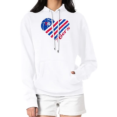 Women's G-III 4Her by Carl Banks  White Philadelphia 76ers Heart Pullover Hoodie