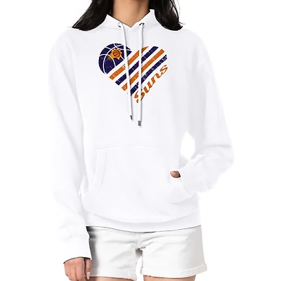 Women's G-III 4Her by Carl Banks  White Phoenix Suns Heart Pullover Hoodie