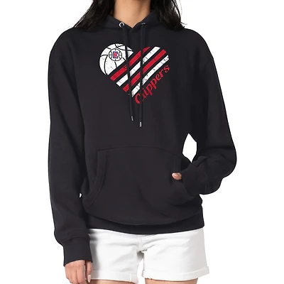 Women's G-III 4Her by Carl Banks Black LA Clippers Heart Pullover Hoodie