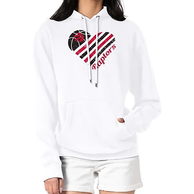 Women's G-III 4Her by Carl Banks  White Toronto Raptors Heart Pullover Hoodie