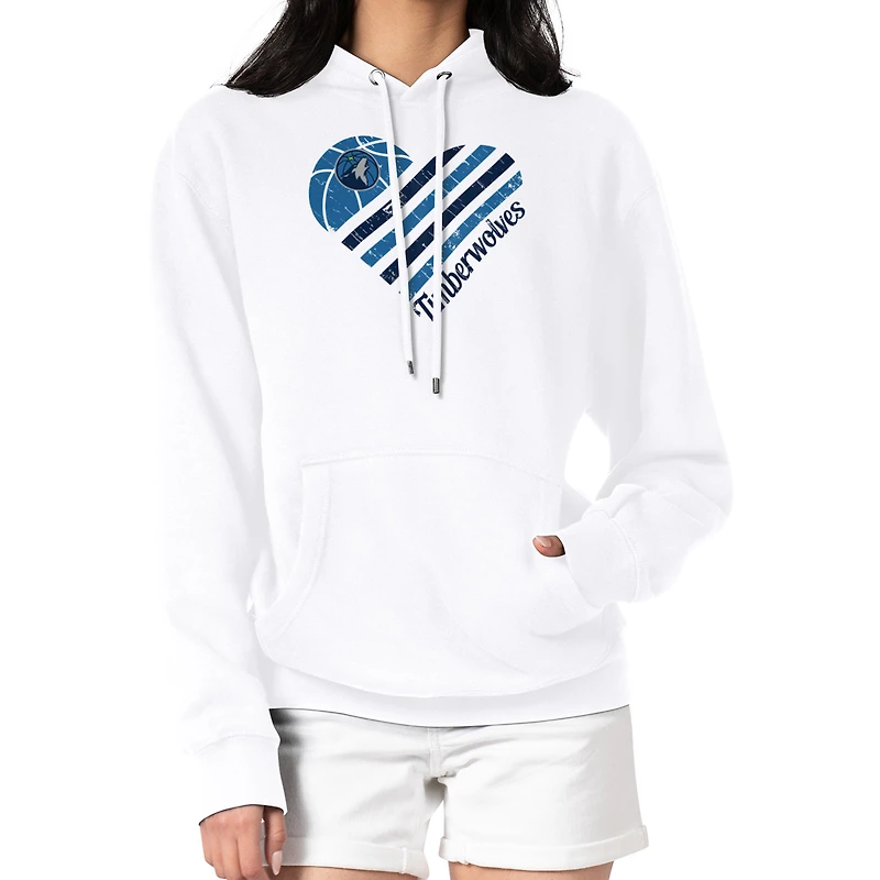 Women's G-III 4Her by Carl Banks  White Minnesota Timberwolves Heart Pullover Hoodie