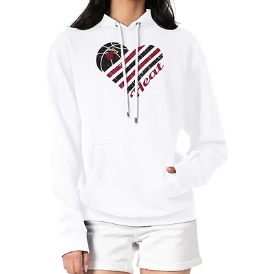 Women's G-III 4Her by Carl Banks  White Miami Heat Heart Pullover Hoodie