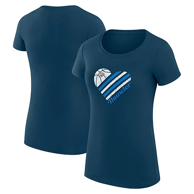 Women's G-III 4Her by Carl Banks Navy Oklahoma City Thunder Super-Slim Fit Lightweight Heart T-Shirt