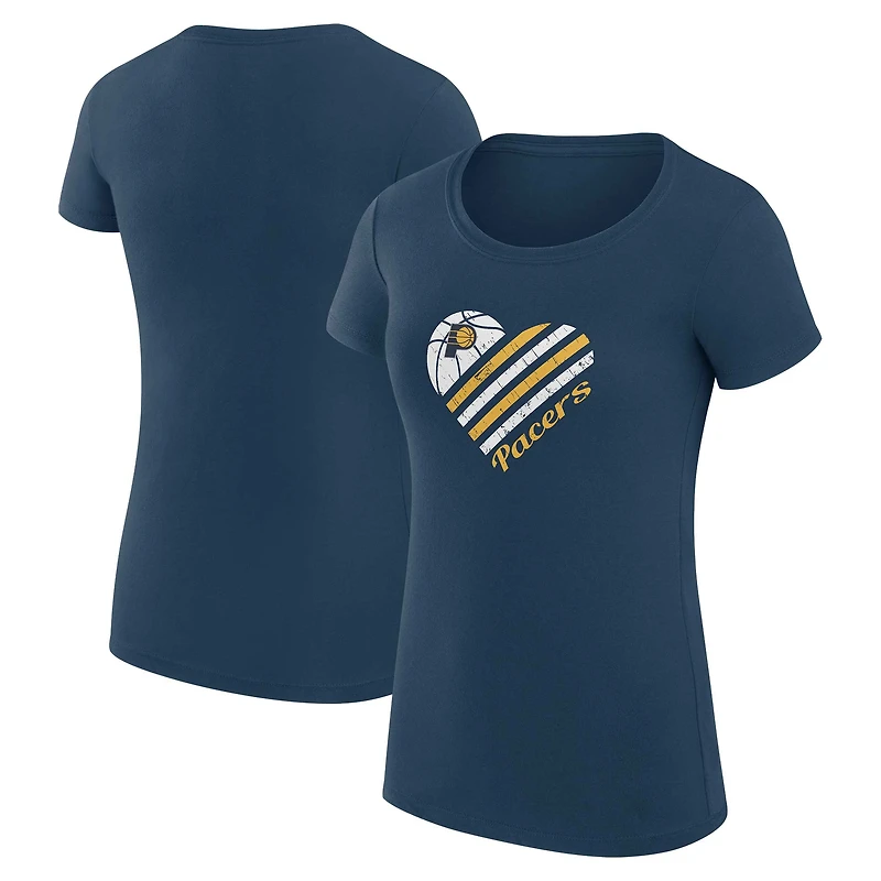 Women's G-III 4Her by Carl Banks Navy Indiana Pacers Super-Slim Fit Lightweight Heart T-Shirt