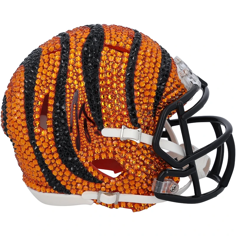Joe Burrow Cincinnati Bengals Autographed Swarovski Crystal Riddell Speed Mini Helmet - Art by Rock On Sports