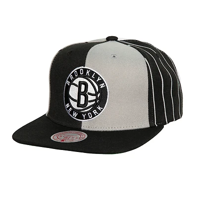 Men's Mitchell & Ness Black Brooklyn Nets  What The Pinstripe Snapback Hat