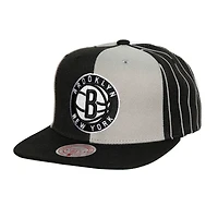 Men's Mitchell & Ness Black Brooklyn Nets  What The Pinstripe Snapback Hat