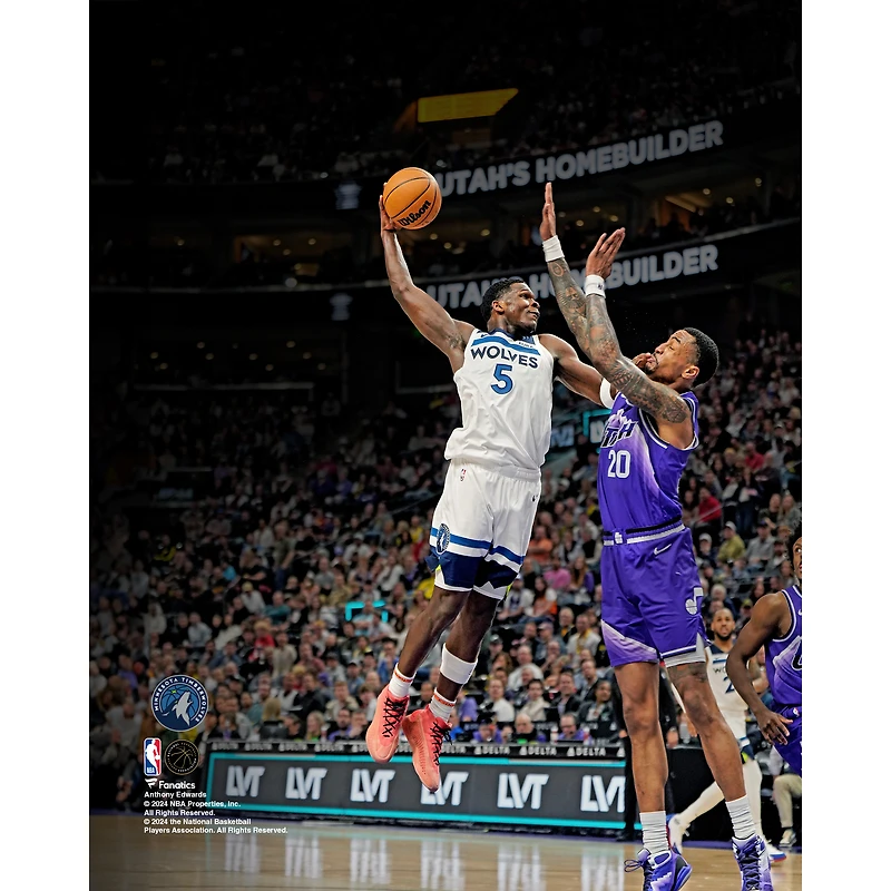 Anthony Edwards Minnesota Timberwolves Unsigned Dunk vs. Utah Jazz Photograph