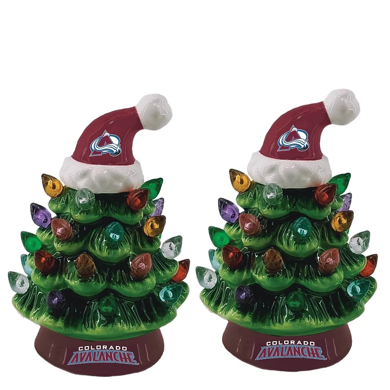 Colorado Avalanche 2-Pack 4" Ceramic LED Christmas Tree Set