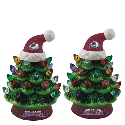 Colorado Avalanche 2-Pack 4" Ceramic LED Christmas Tree Set