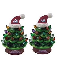 Colorado Avalanche 2-Pack 4" Ceramic LED Christmas Tree Set