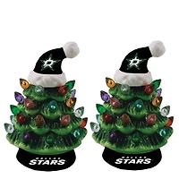 Dallas Stars 2-Pack 4" Ceramic LED Christmas Tree Set