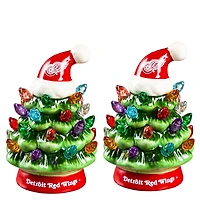 Detroit Red Wings 2-Pack 4" Ceramic LED Christmas Tree Set