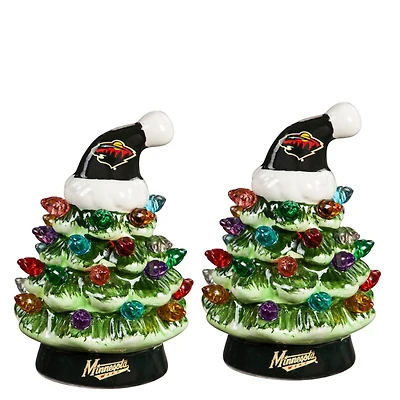 Minnesota Wild 2-Pack 4" Ceramic LED Christmas Tree Set