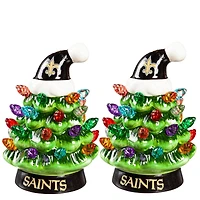 New Orleans Saints 2-Pack 4" Ceramic LED Christmas Tree Set