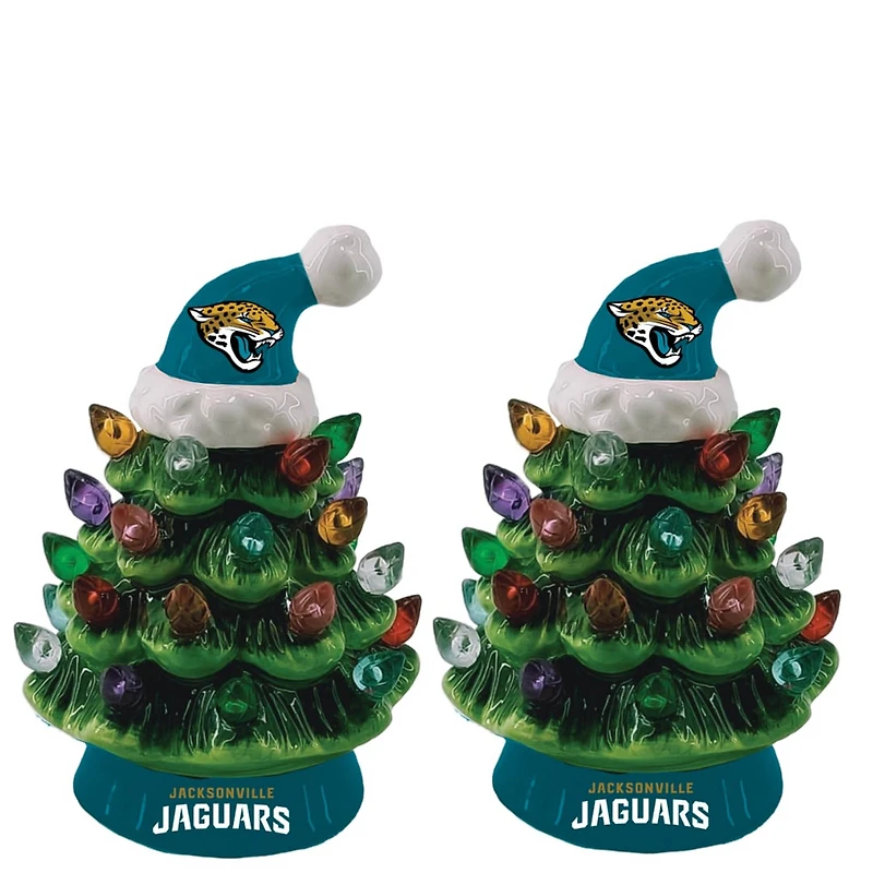 Jacksonville Jaguars 2-Pack 4" Ceramic LED Christmas Tree Set