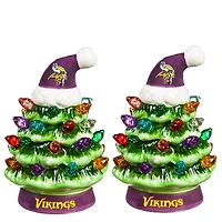 Minnesota Vikings 2-Pack 4" Ceramic LED Christmas Tree Set