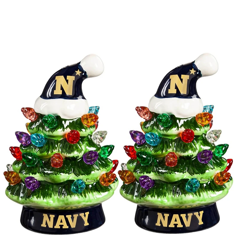 Navy Midshipmen 2-Pack 4" Ceramic LED Christmas Tree Set