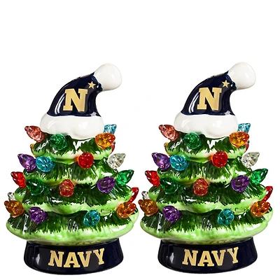 Navy Midshipmen 2-Pack 4" Ceramic LED Christmas Tree Set