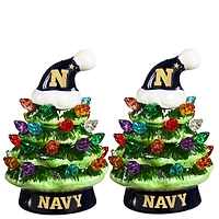 Navy Midshipmen 2-Pack 4" Ceramic LED Christmas Tree Set