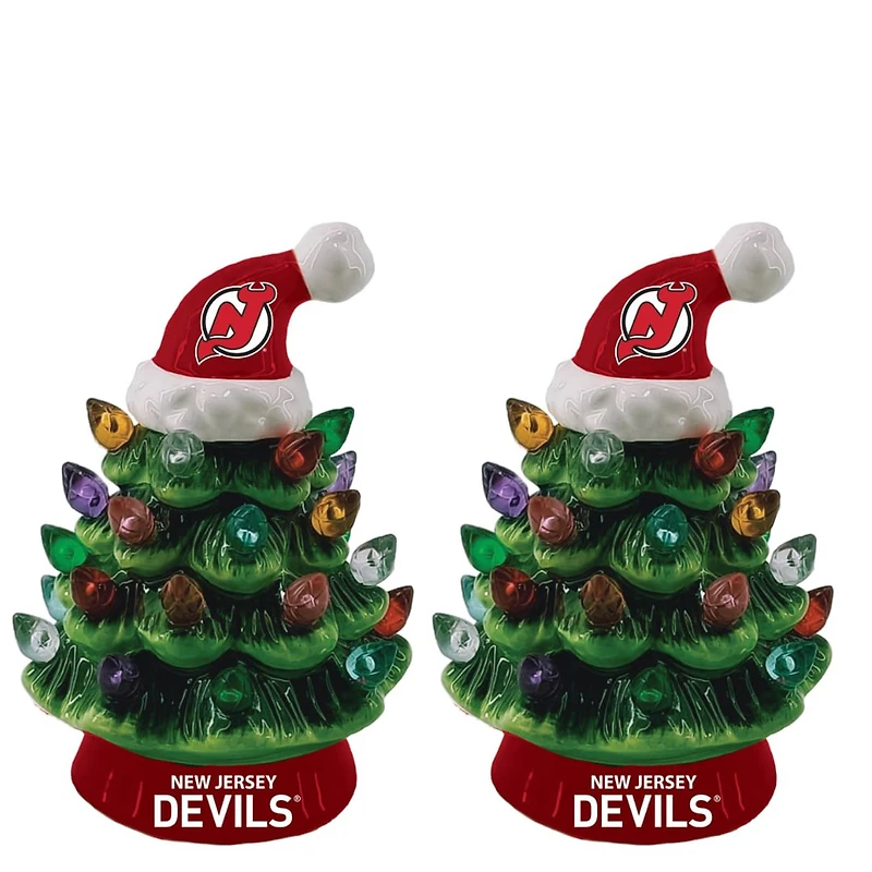 New Jersey Devils 2-Pack 4" Ceramic LED Christmas Tree Set