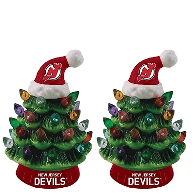 New Jersey Devils 2-Pack 4" Ceramic LED Christmas Tree Set