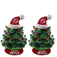 New Jersey Devils 2-Pack 4" Ceramic LED Christmas Tree Set