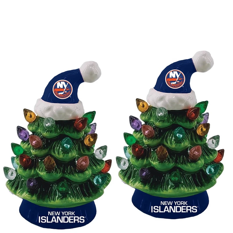 New York Islanders 2-Pack 4" Ceramic LED Christmas Tree Set