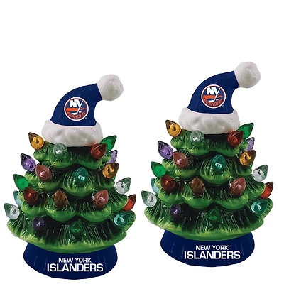 New York Islanders 2-Pack 4" Ceramic LED Christmas Tree Set