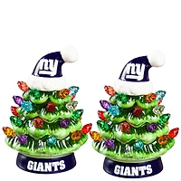 New York Giants 2-Pack 4" Ceramic LED Christmas Tree Set