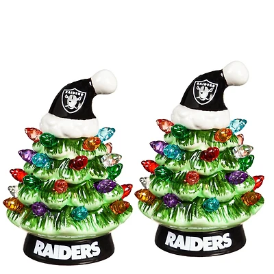 Las Vegas Raiders 2-Pack 4" Ceramic LED Christmas Tree Set