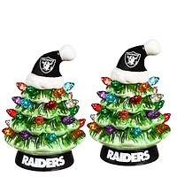 Las Vegas Raiders 2-Pack 4" Ceramic LED Christmas Tree Set