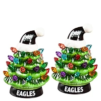 Philadelphia Eagles 2-Pack 4" Ceramic LED Christmas Tree Set