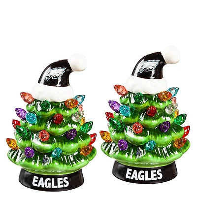 Philadelphia Eagles 2-Pack 4" Ceramic LED Christmas Tree Set