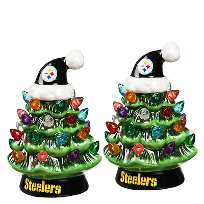 Pittsburgh Steelers 2-Pack 4" Ceramic LED Christmas Tree Set