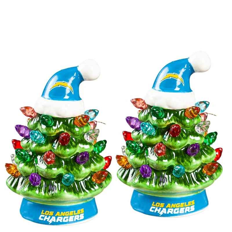 Los Angeles Chargers 2-Pack 4" Ceramic LED Christmas Tree Set