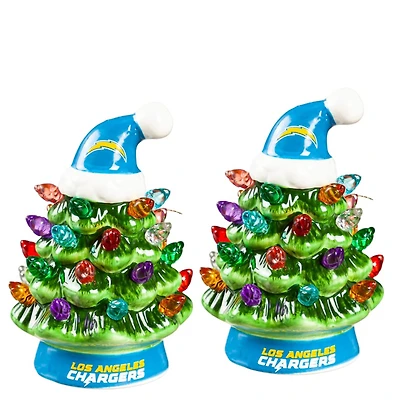 Los Angeles Chargers 2-Pack 4" Ceramic LED Christmas Tree Set