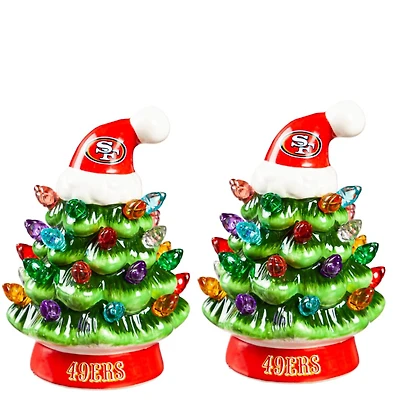 San Francisco 49ers 2-Pack 4" Ceramic LED Christmas Tree Set