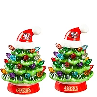 San Francisco 49ers 2-Pack 4" Ceramic LED Christmas Tree Set