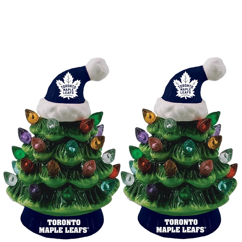 Toronto Maple Leafs 2-Pack 4" Ceramic LED Christmas Tree Set