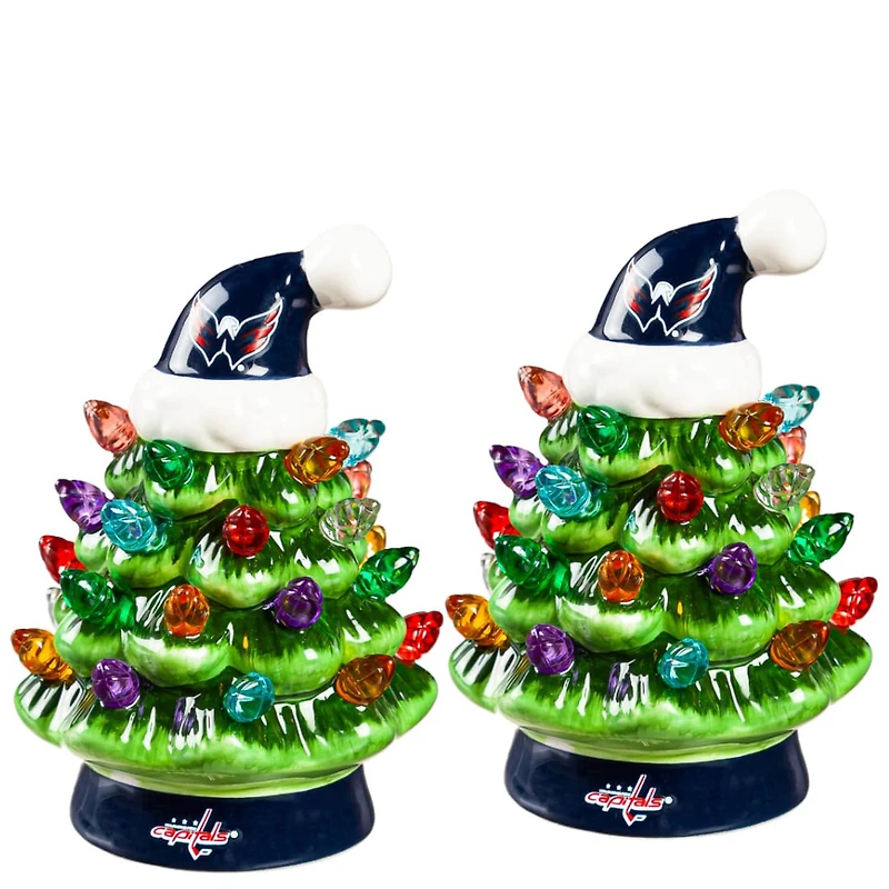 Washington Capitals 2-Pack 4" Ceramic LED Christmas Tree Set