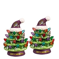 ECU Pirates 2-Pack 4" Ceramic LED Christmas Tree Set