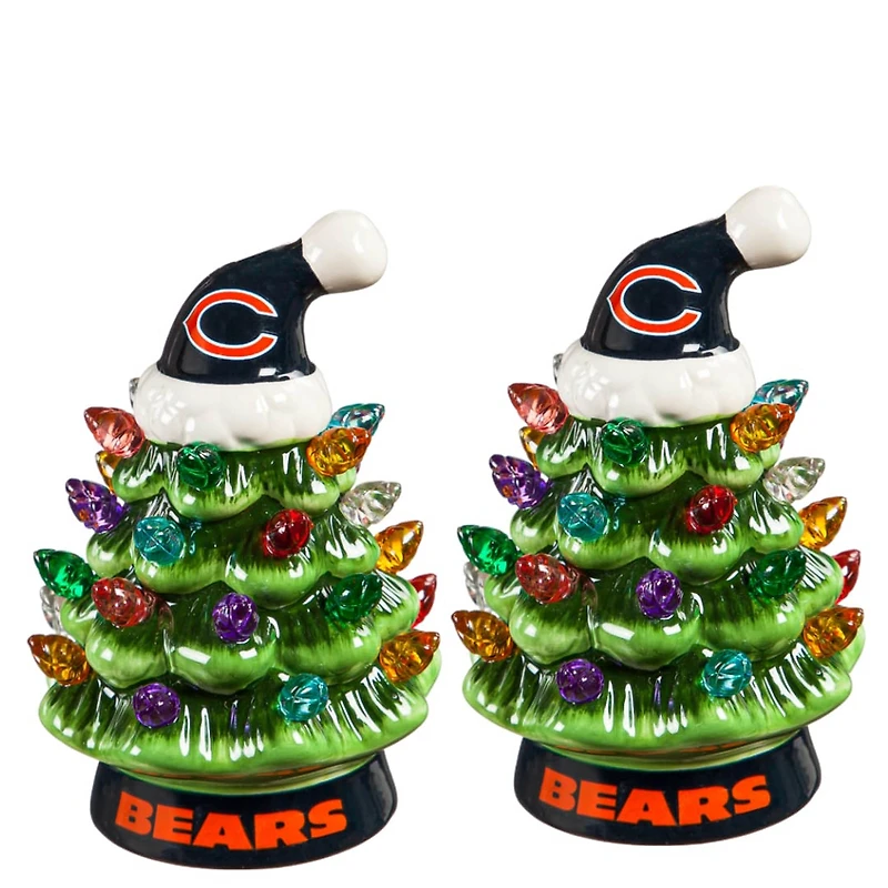 Chicago Bears 2-Pack 4" Ceramic LED Christmas Tree Set