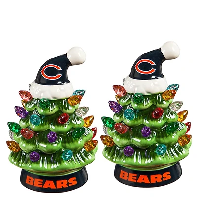 Chicago Bears 2-Pack 4" Ceramic LED Christmas Tree Set