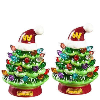Washington Commanders 2-Pack 4" Ceramic LED Christmas Tree Set