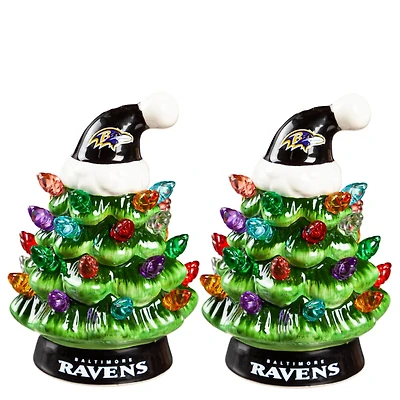 Baltimore Ravens 2-Pack 4" Ceramic LED Christmas Tree Set