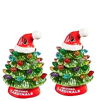 Arizona Cardinals 2-Pack 4" Ceramic LED Christmas Tree Set