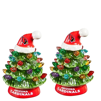 Arizona Cardinals 2-Pack 4" Ceramic LED Christmas Tree Set