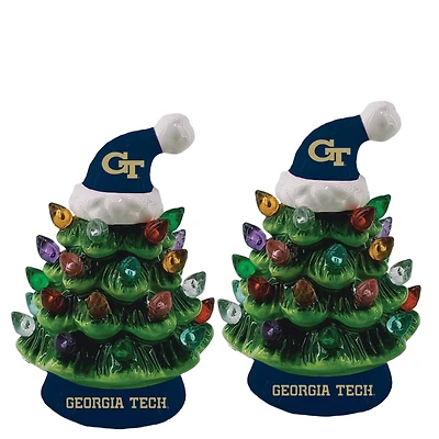 Georgia Tech Yellow Jackets 2-Pack 4" Ceramic LED Christmas Tree Set