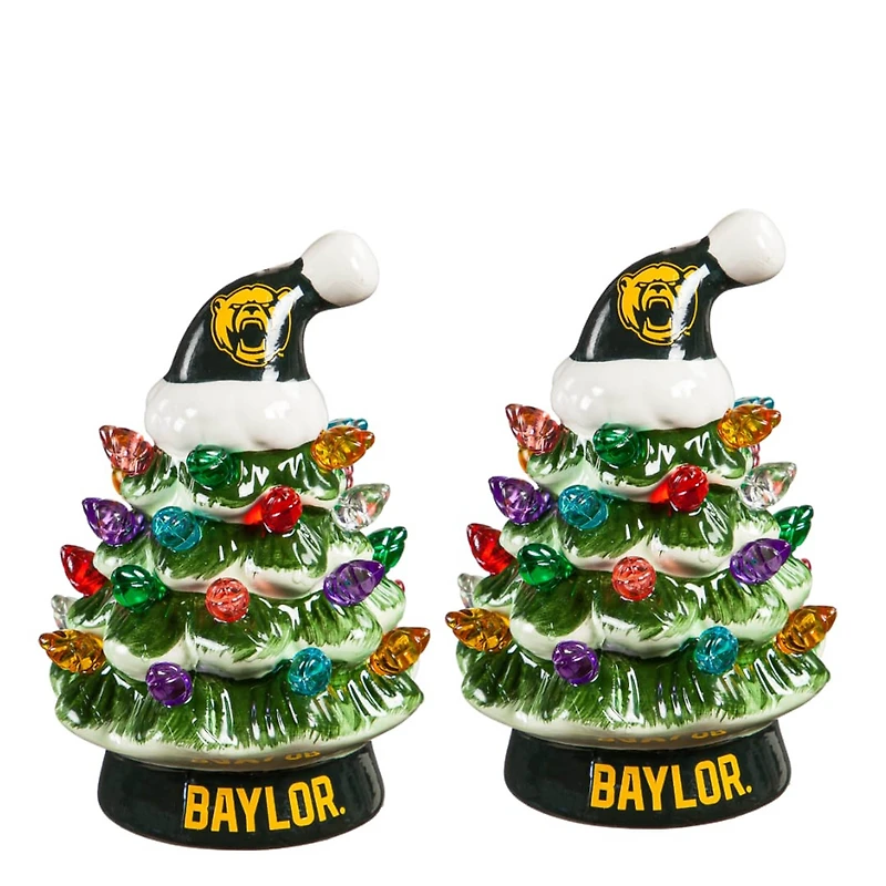 Baylor Bears 2-Pack 4" Ceramic LED Christmas Tree Set